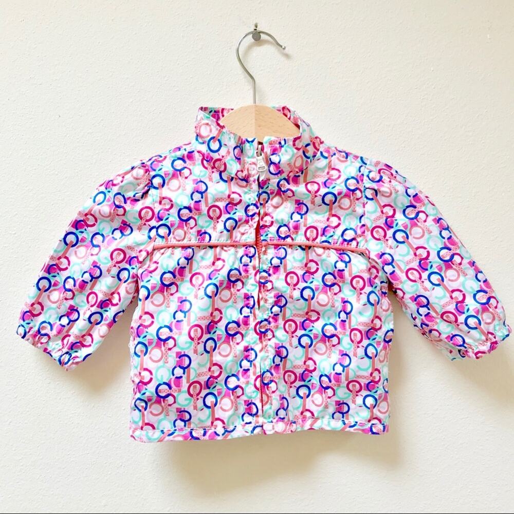 COOGI Windbreaker Jacket in Pink and Purple Logo Print Baby Girl Size 6-9 Months